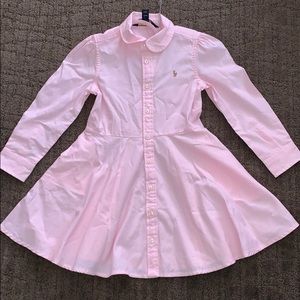 Toddler pink button up polo dress